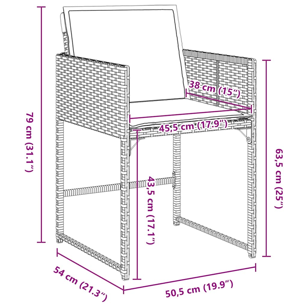 Conjunto de Comedor de Jardín 9 pcs Gris ratán sintético