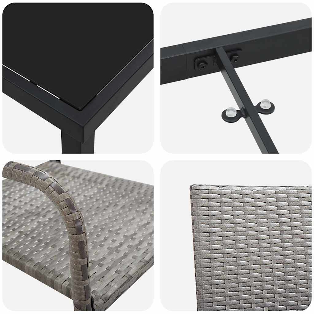 Conjunto de Comedor de Jardín 3 pcs Gris ratán sintético