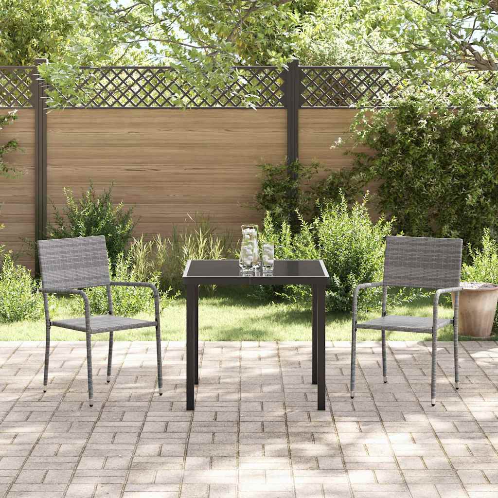 Conjunto de Comedor de Jardín 3 pcs Gris ratán sintético