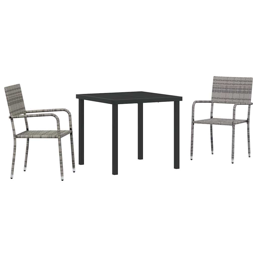Conjunto de Comedor de Jardín 3 pcs Gris ratán sintético