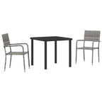 Conjunto de Comedor de Jardín 3 pcs Gris ratán sintético