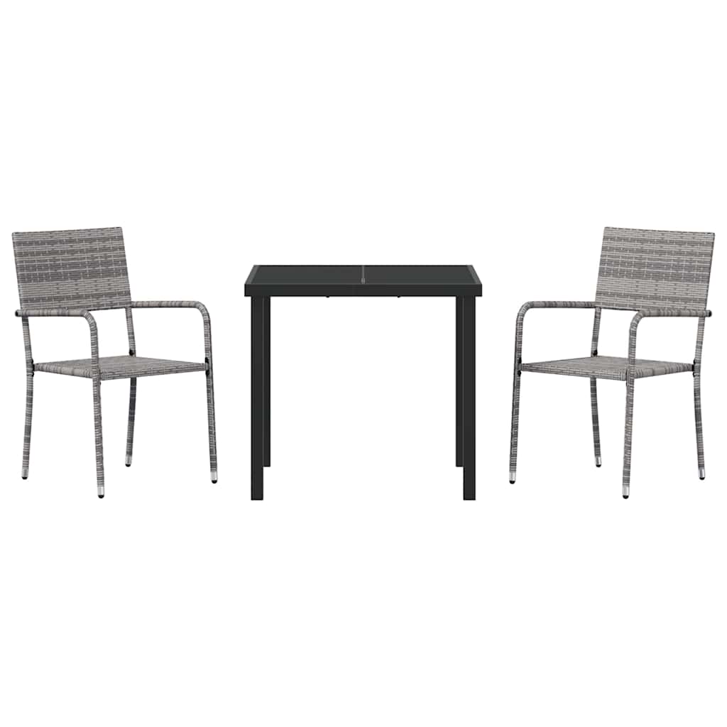 Conjunto de Comedor de Jardín 3 pcs Gris ratán sintético