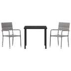 Conjunto de Comedor de Jardín 3 pcs Gris ratán sintético