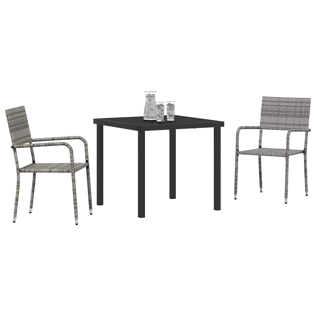 Conjunto de Comedor de Jardín 3 pcs Gris ratán sintético