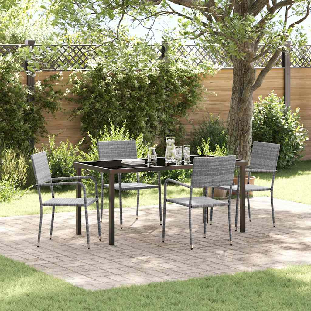 Conjunto de Comedor de Jardín 3 pcs Gris ratán sintético