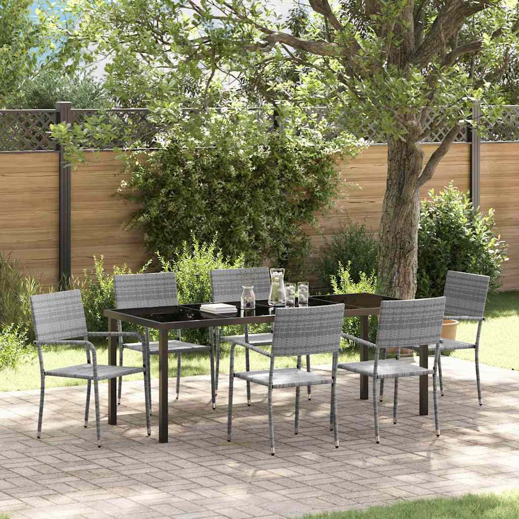 Conjunto de Comedor de Jardín 3 pcs Gris ratán sintético