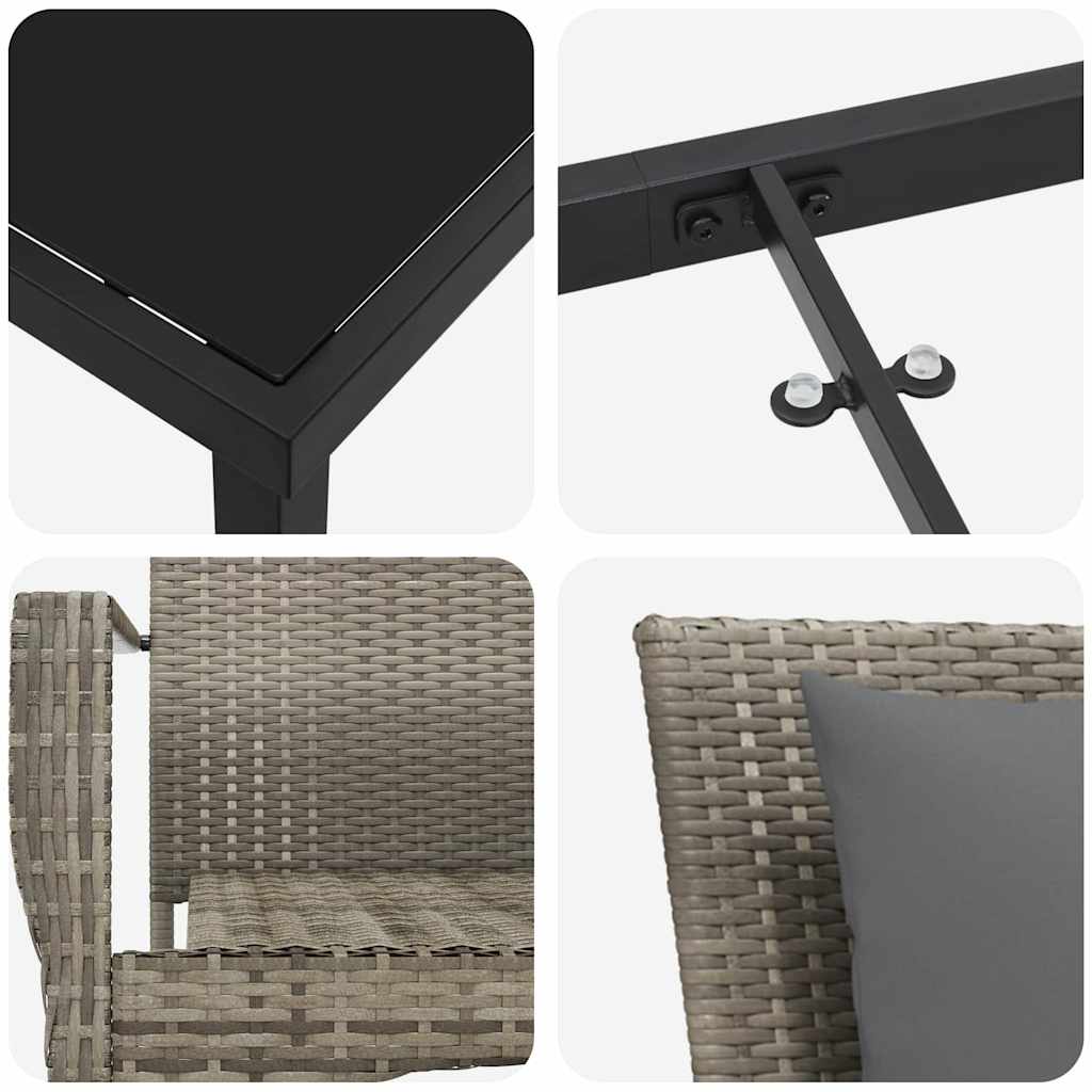 Conjunto de Comedor de Jardín 3 pcs Gris ratán sintético