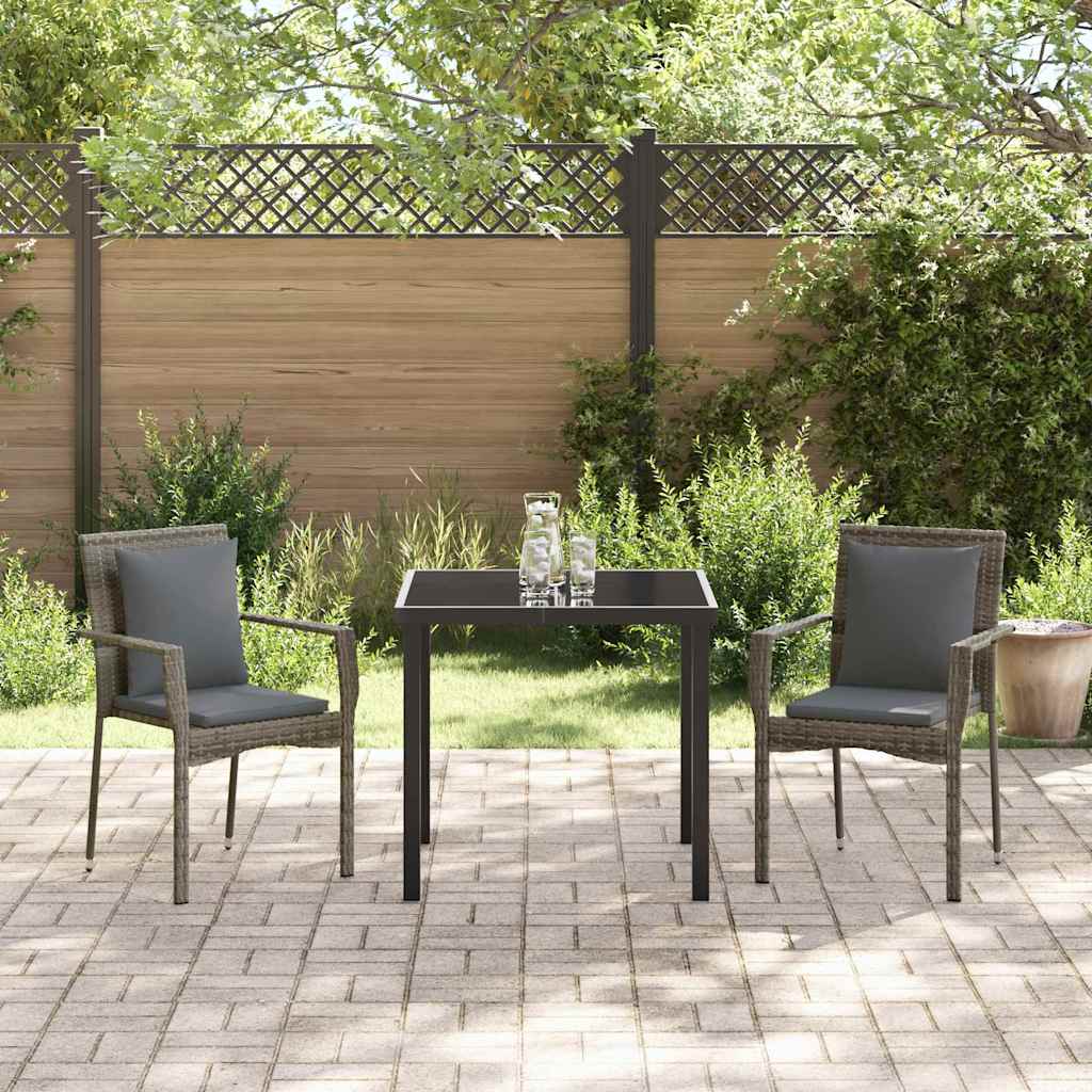 Conjunto de Comedor de Jardín 3 pcs Gris ratán sintético