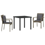 Conjunto de Comedor de Jardín 3 pcs Gris ratán sintético