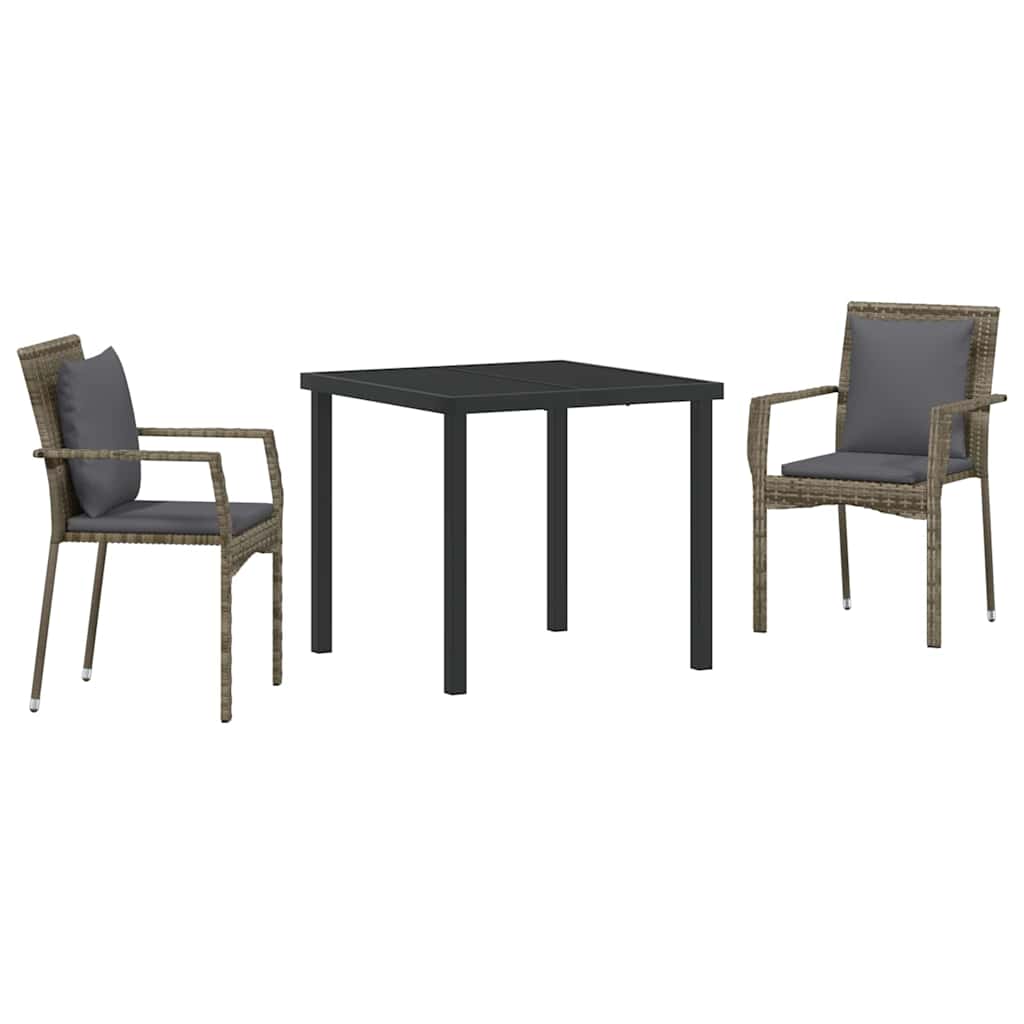 Conjunto de Comedor de Jardín 3 pcs Gris ratán sintético