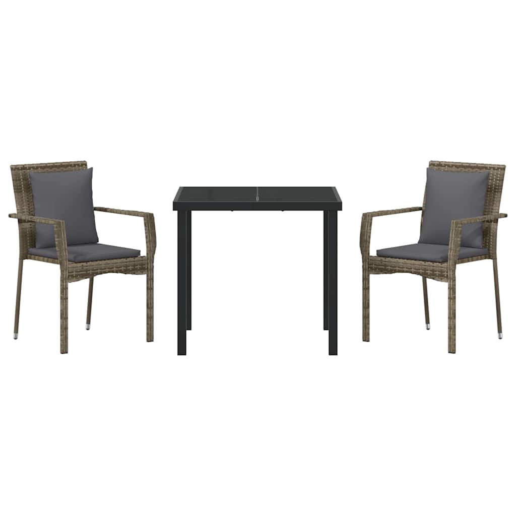 Conjunto de Comedor de Jardín 3 pcs Gris ratán sintético