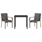 Conjunto de Comedor de Jardín 3 pcs Gris ratán sintético