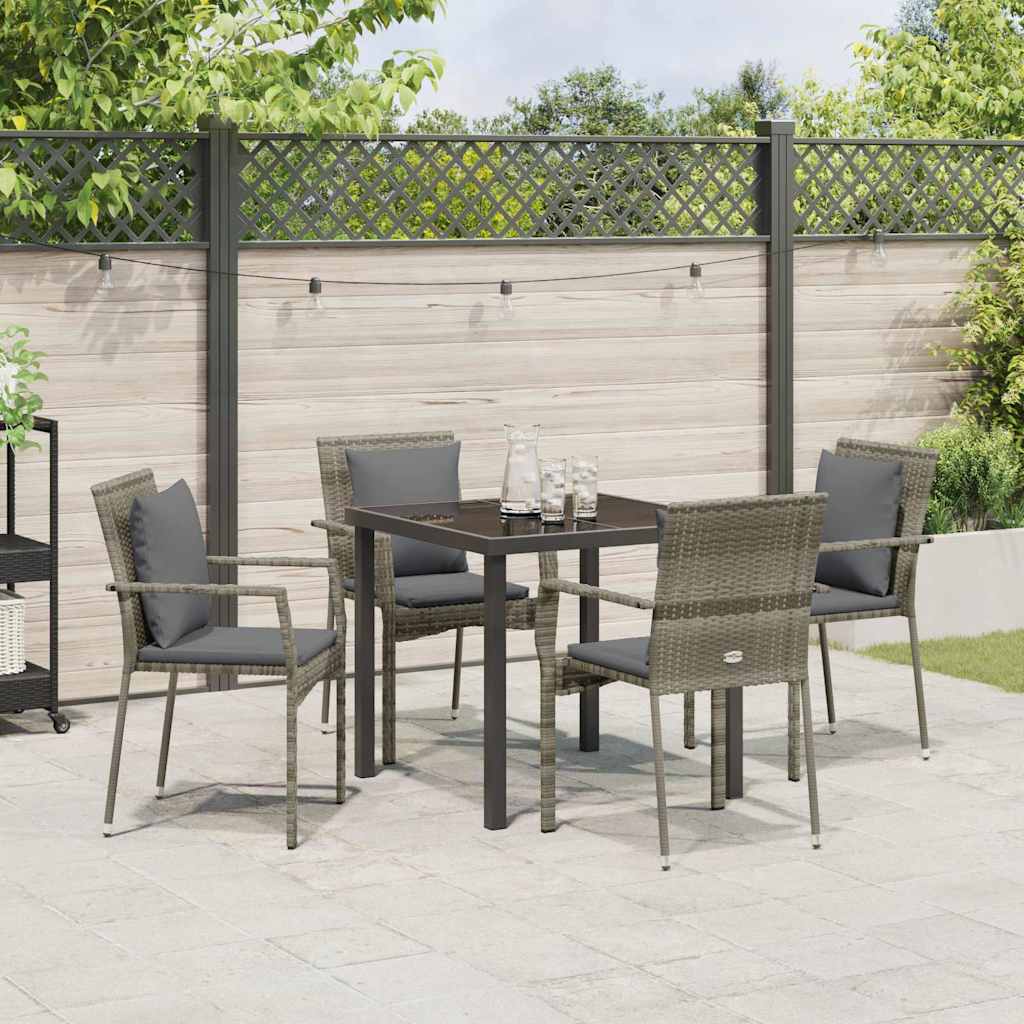 Conjunto de Comedor de Jardín 5 pcs Gris ratán sintético