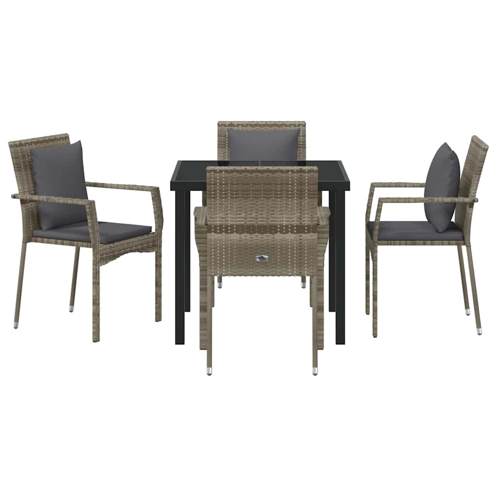 Conjunto de Comedor de Jardín 5 pcs Gris ratán sintético