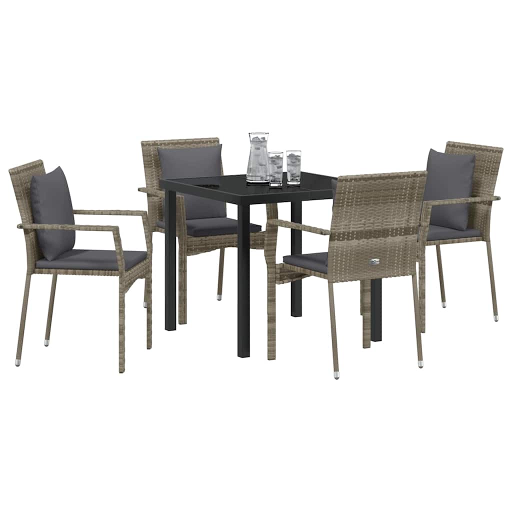 Conjunto de Comedor de Jardín 5 pcs Gris ratán sintético