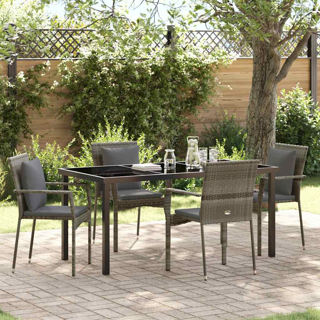Conjunto de Comedor de Jardín 5 pcs Gris ratán sintético
