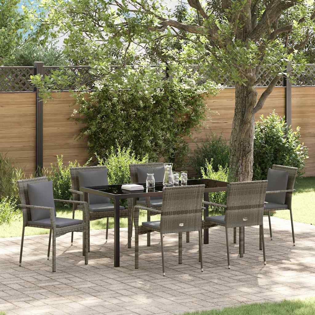Conjunto de Comedor de Jardín 7 pcs Gris ratán sintético