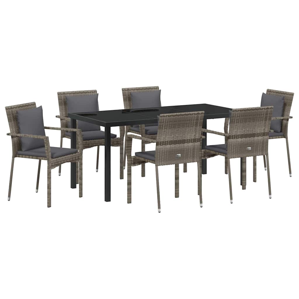 Conjunto de Comedor de Jardín 7 pcs Gris ratán sintético