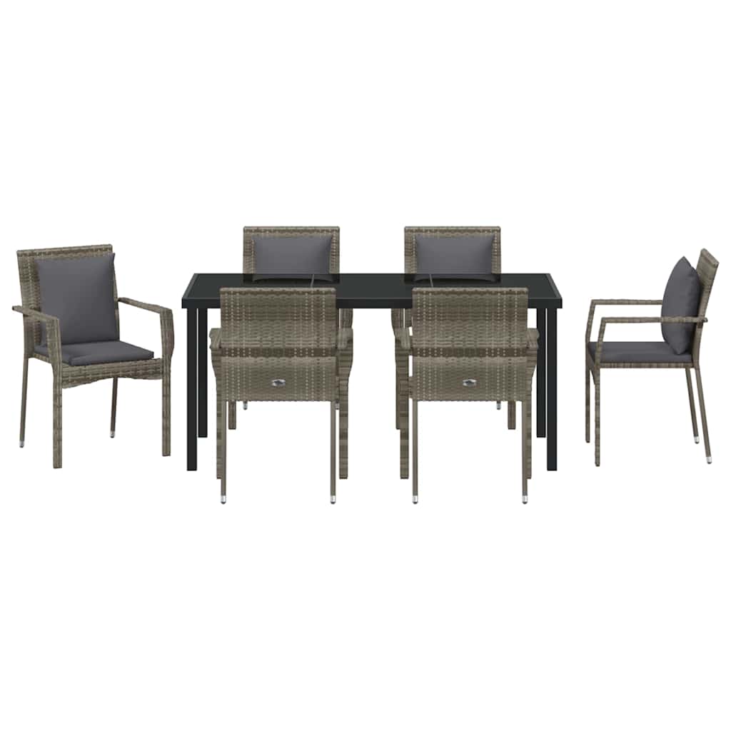 Conjunto de Comedor de Jardín 7 pcs Gris ratán sintético