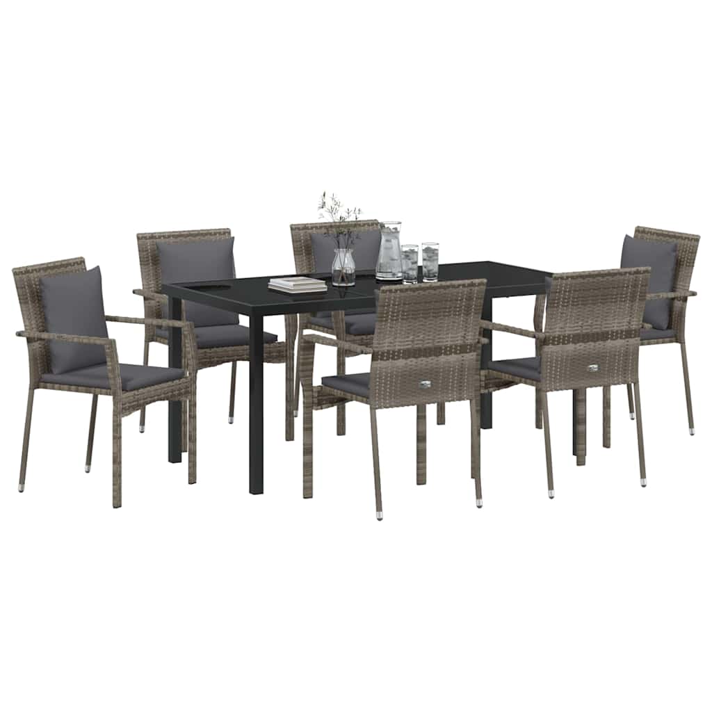 Conjunto de Comedor de Jardín 7 pcs Gris ratán sintético