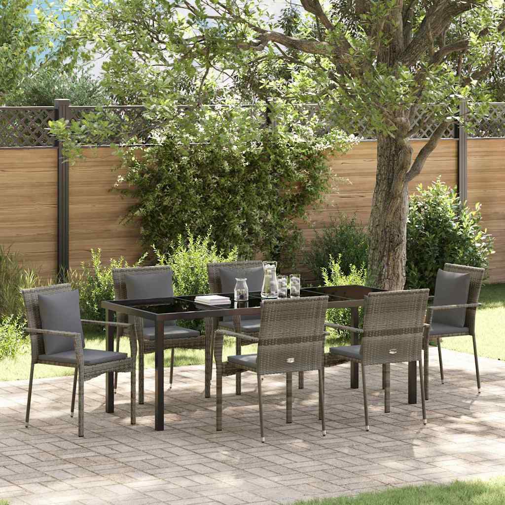Conjunto de Comedor de Jardín 7 pcs Gris ratán sintético