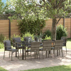 Conjunto de Comedor de Jardín 9 pcs Gris ratán sintético