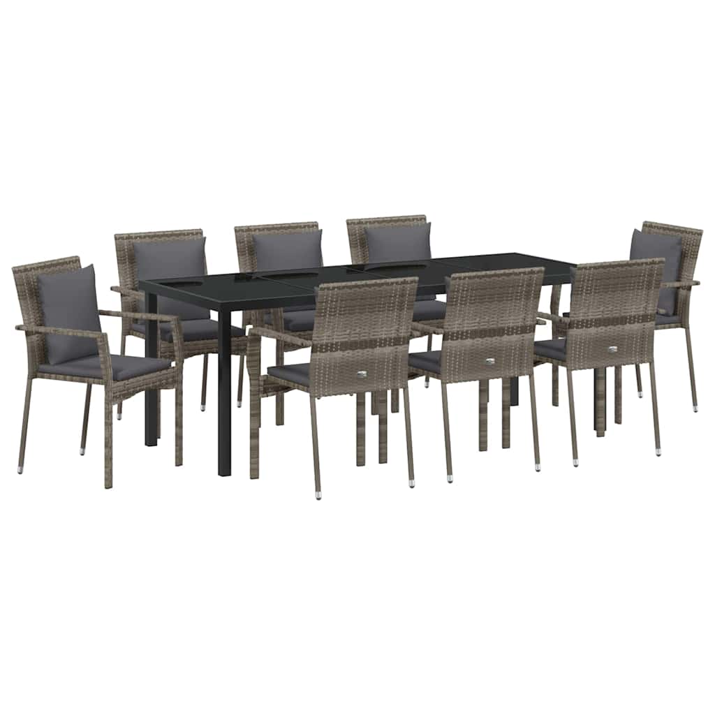 Conjunto de Comedor de Jardín 9 pcs Gris ratán sintético