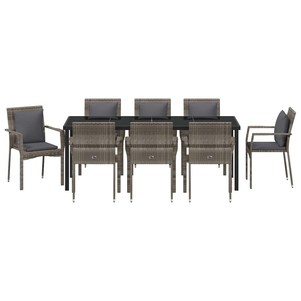 Conjunto de Comedor de Jardín 9 pcs Gris ratán sintético