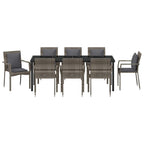 Conjunto de Comedor de Jardín 9 pcs Gris ratán sintético