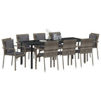 Conjunto de Comedor de Jardín 9 pcs Gris ratán sintético