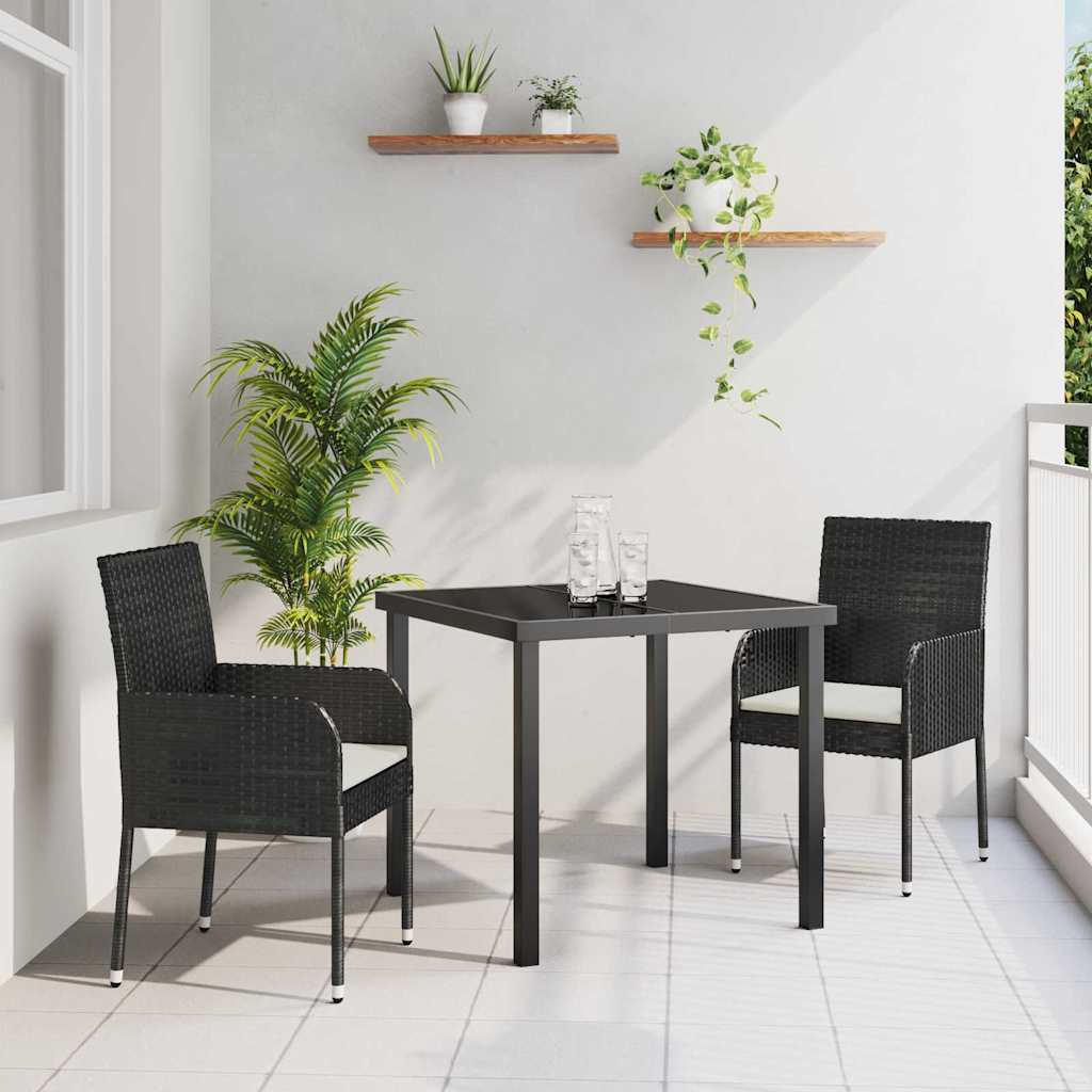 Conjunto de Comedor de Jardín 3 pcs Marrón ratán sintético