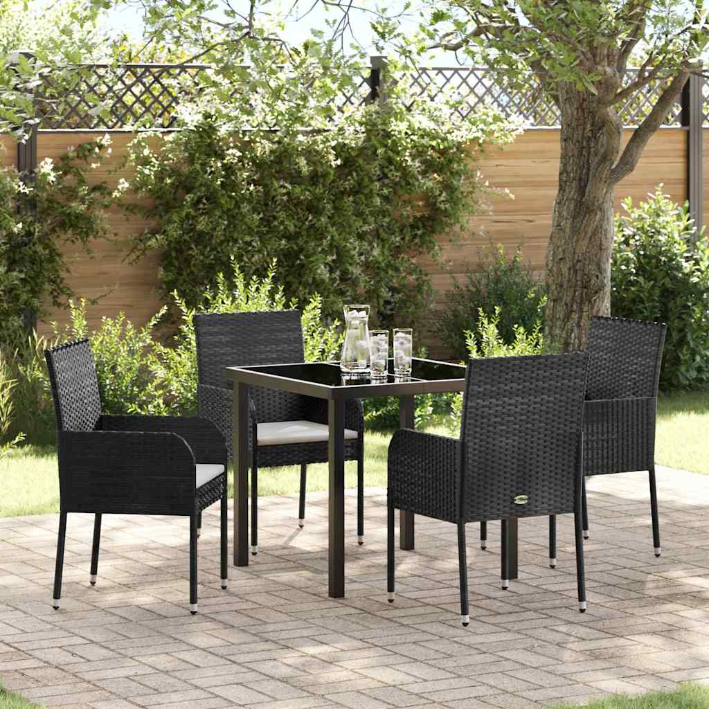 Conjunto de Comedor de Jardín 5 pcs Marrón ratán sintético