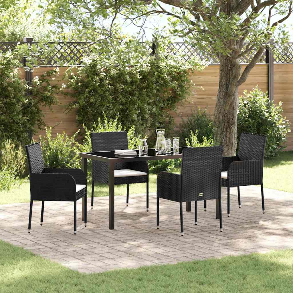Conjunto de Comedor de Jardín 5 pcs Marrón ratán sintético