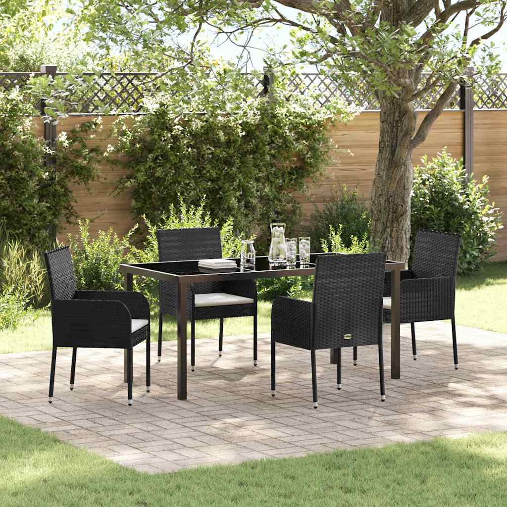 Conjunto de Comedor de Jardín 5 pcs Marrón ratán sintético