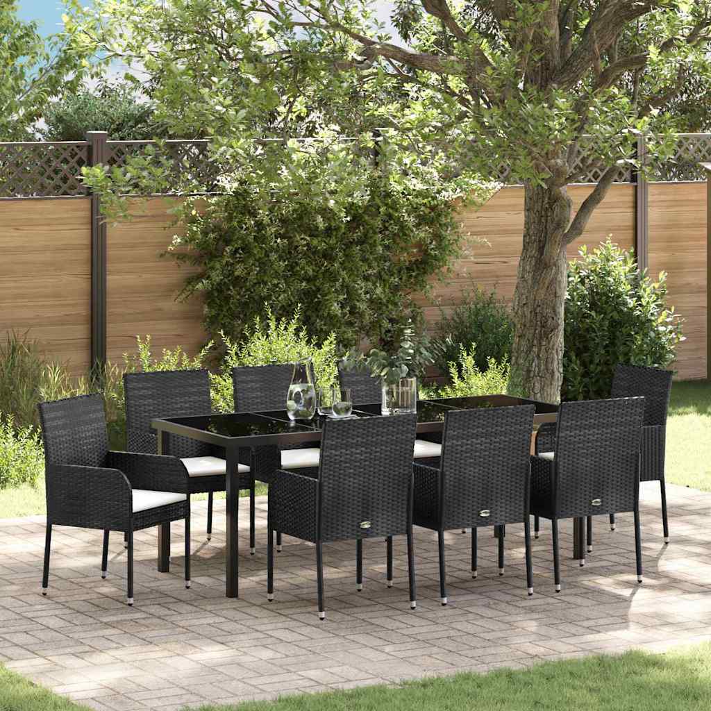 Conjunto de Comedor de Jardín 9 pcs Beige ratán sintético