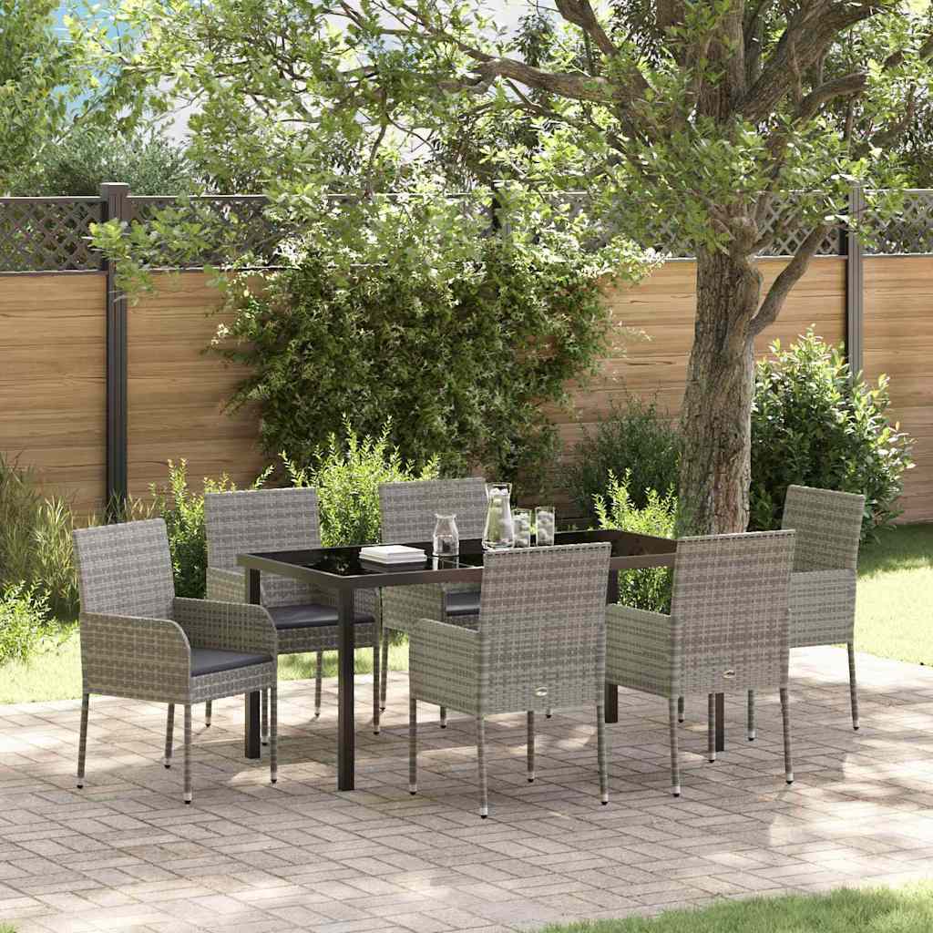 Conjunto de Comedor de Jardín 7 pcs Beige ratán sintético