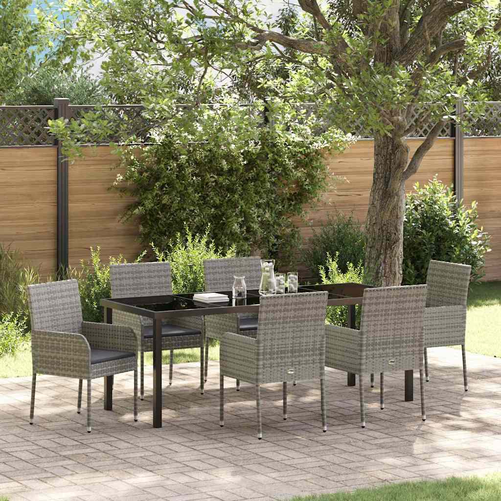 Conjunto de Comedor de Jardín 7 pcs Beige ratán sintético
