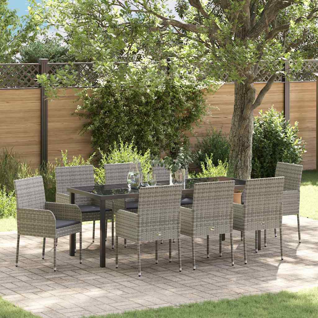Conjunto de Comedor de Jardín 9 pcs Beige ratán sintético