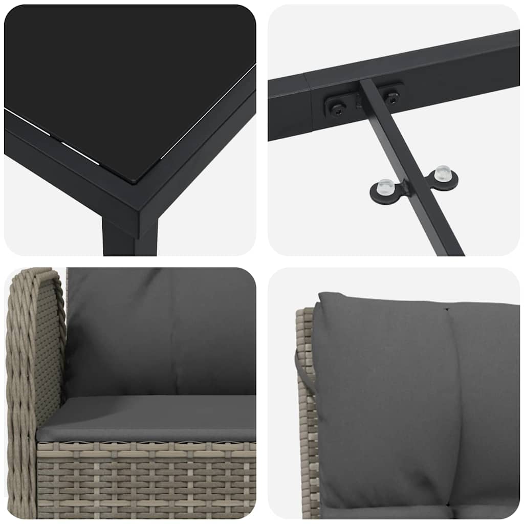 Conjunto de Comedor de Jardín 3 pcs Gris ratán sintético