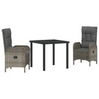 Conjunto de Comedor de Jardín 3 pcs Gris ratán sintético