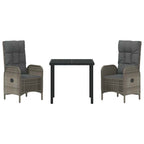 Conjunto de Comedor de Jardín 3 pcs Gris ratán sintético