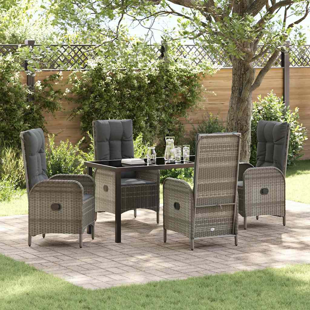 Conjunto de Comedor de Jardín 3 pcs Gris ratán sintético