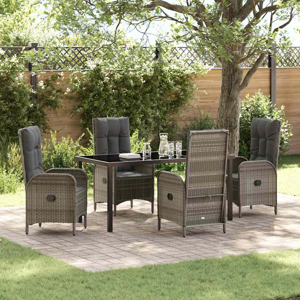 Conjunto de Jantar de Jardim 3 peças Cinzento vime sintético