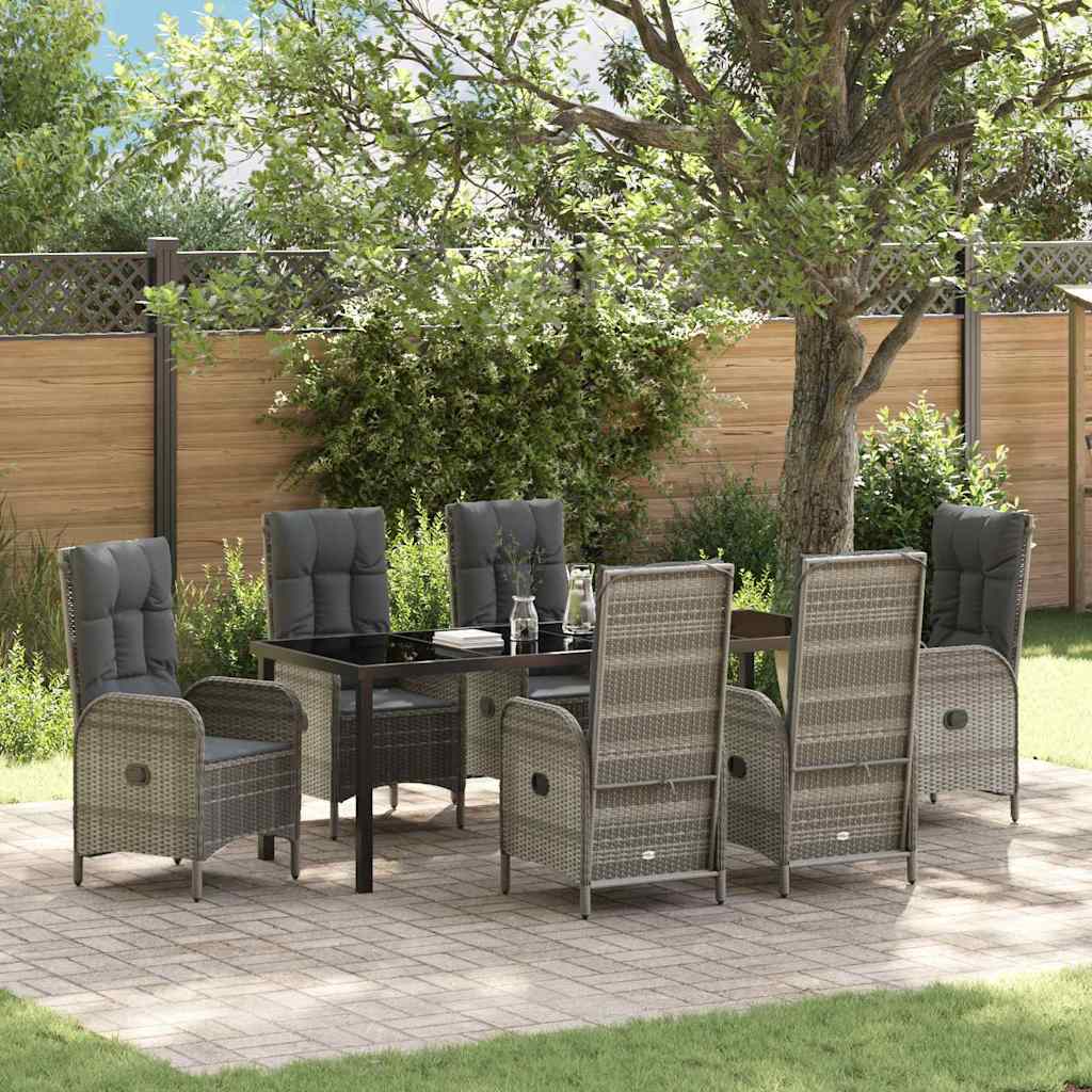 Conjunto de Jantar de Jardim 3 peças Cinzento vime sintético
