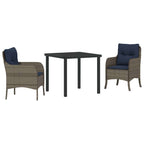 Conjunto de Comedor de Jardín 3 pcs Gris ratán sintético