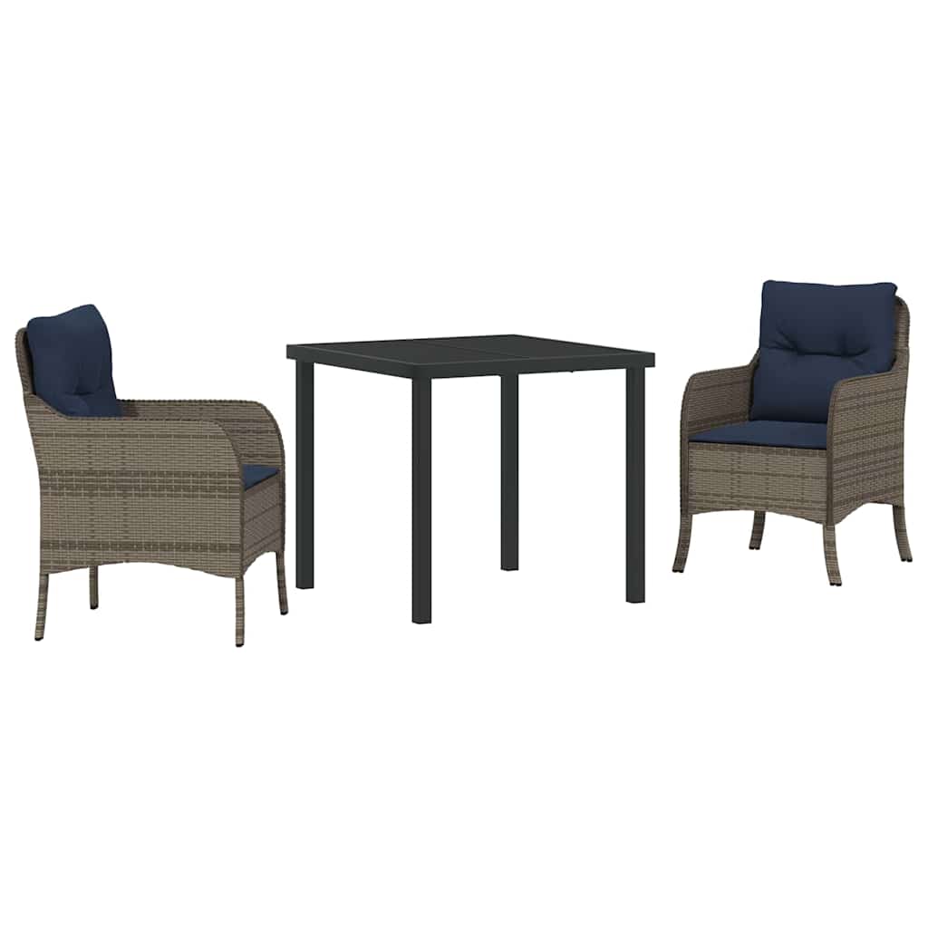 Conjunto de Comedor de Jardín 3 pcs Gris ratán sintético