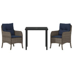Conjunto de Comedor de Jardín 3 pcs Gris ratán sintético