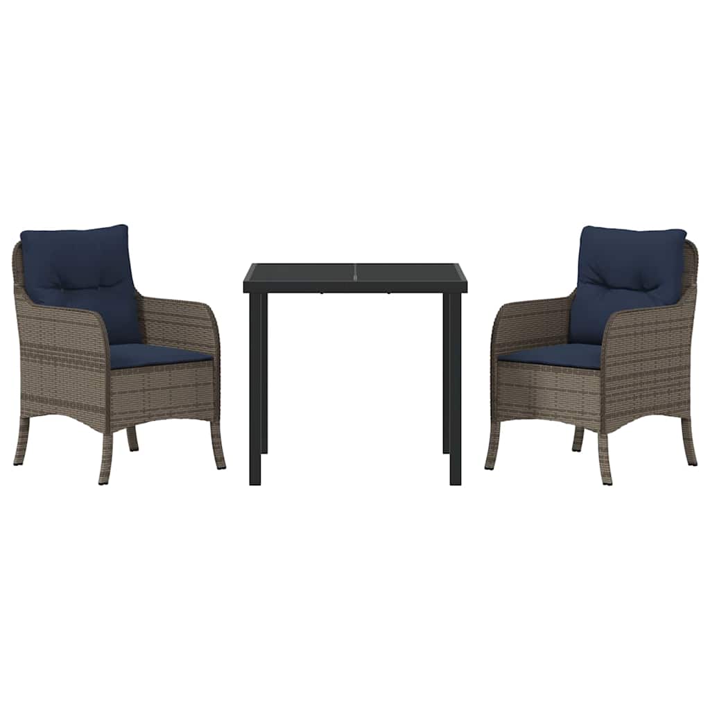 Conjunto de Comedor de Jardín 3 pcs Gris ratán sintético