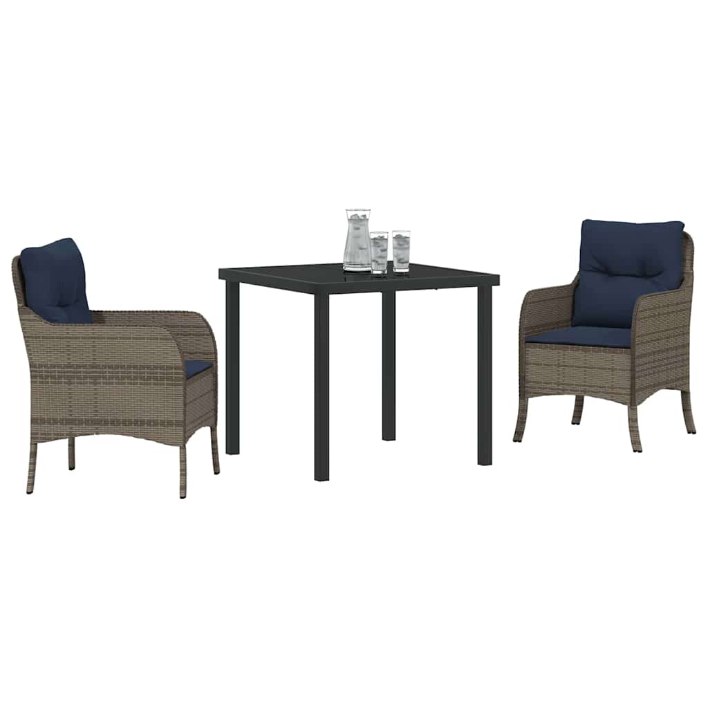 Conjunto de Comedor de Jardín 3 pcs Gris ratán sintético