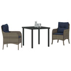 Conjunto de Comedor de Jardín 3 pcs Gris ratán sintético